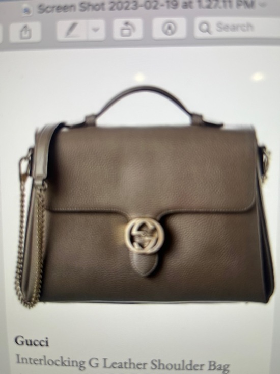 Gucci Handbags - Gucci Taupe  Pebbled Leather Satchel with Gold-Tone GG Clasp